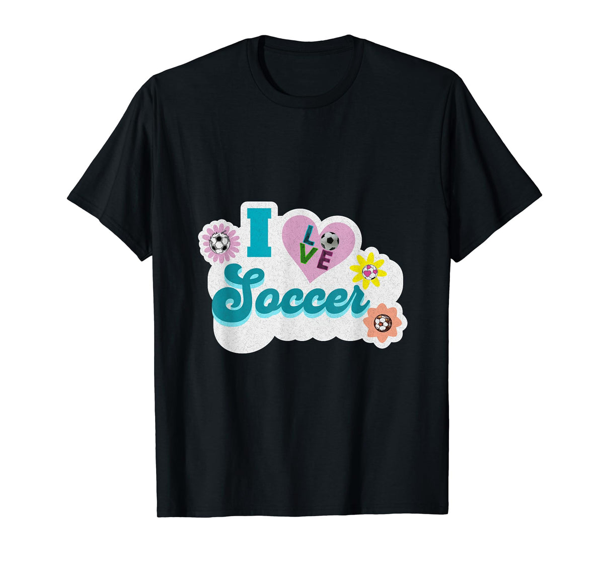 I Love Soccer Funny Soccer Flowers T-Shirt - Aesthetic Graphic for Adults