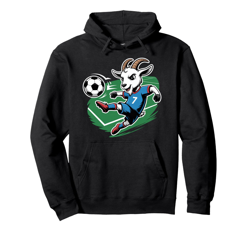Football Goat Striker Number 7 Kicking Hoodie - Unique Graphic Unisex