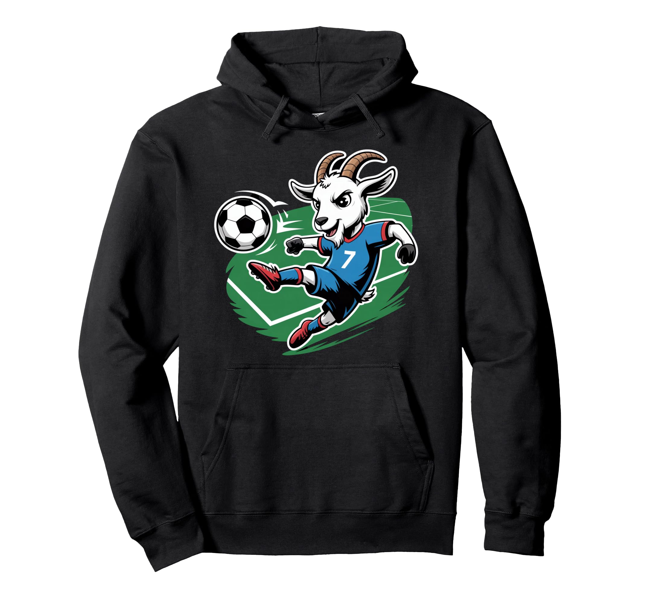 Football Goat Striker Number 7 Kicking Hoodie - Unique Graphic Unisex