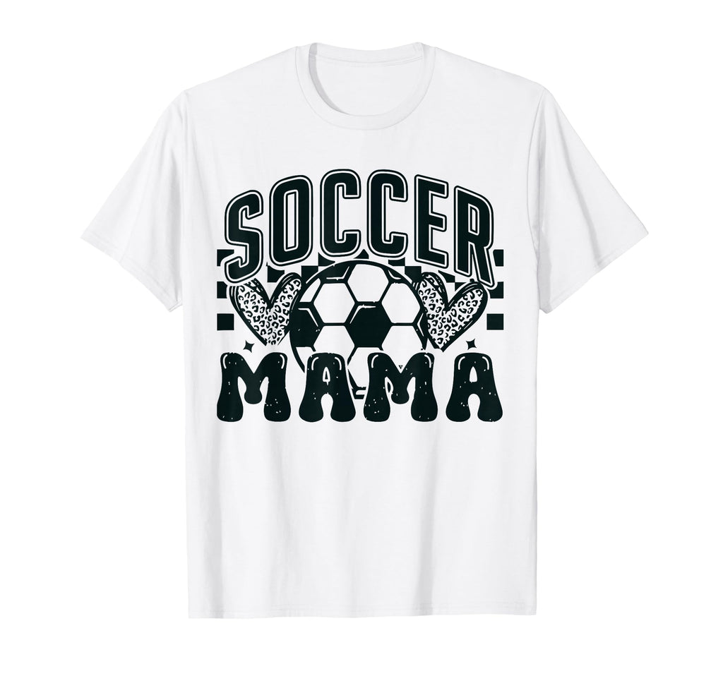 Heart Soccer Mama Checkered Soccer T-Shirt - Casual Everyday Wear Unisex