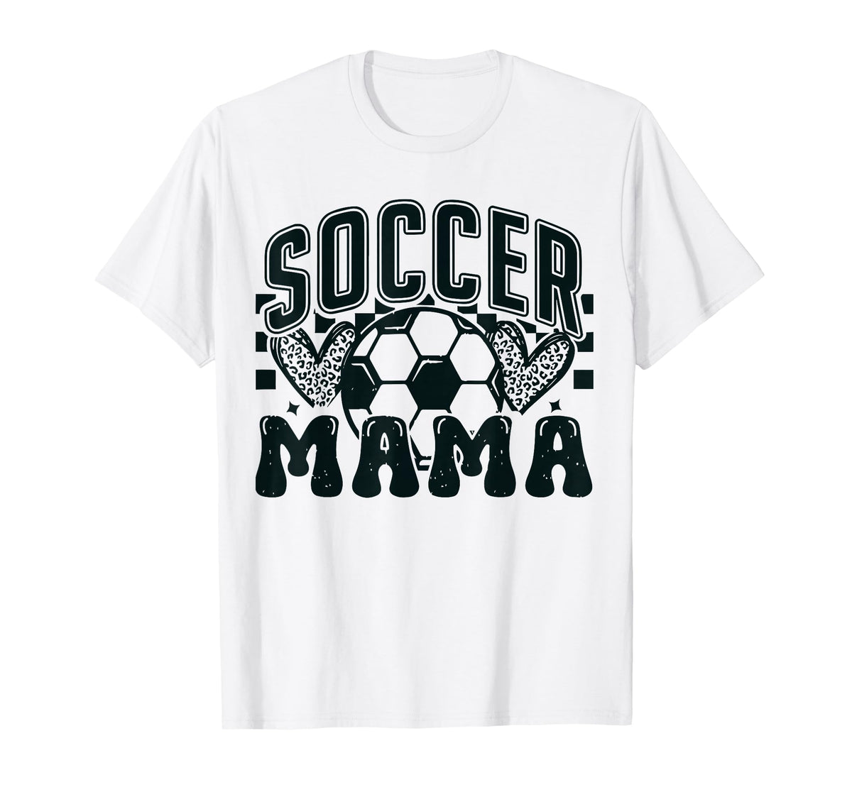Heart Soccer Mama Checkered Soccer T-Shirt - Casual Everyday Wear Unisex