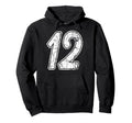 Distressed White Script Number 12 Hoodie - Streetwear Style Men Women