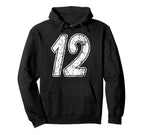 Distressed White Script Number 12 Hoodie - Streetwear Style Men Women