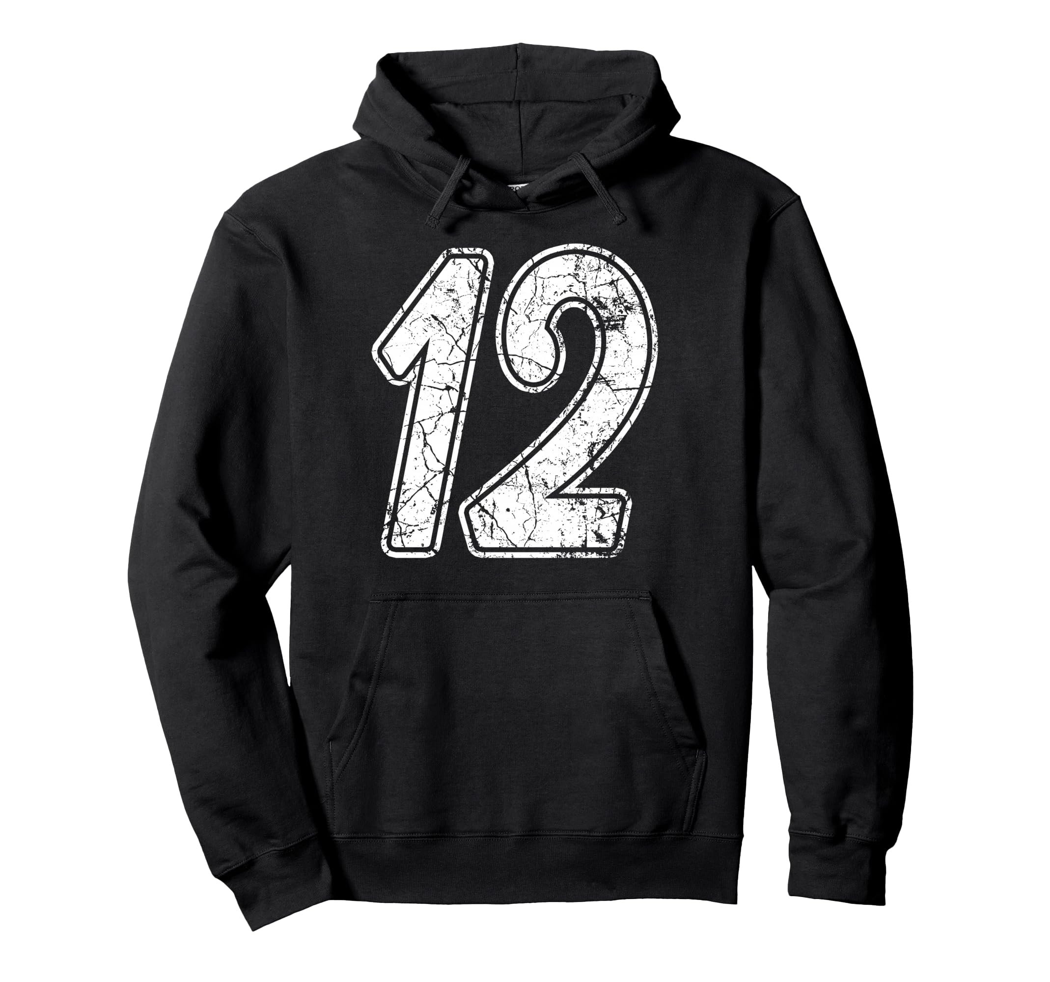 Distressed White Script Number 12 Hoodie - Streetwear Style Men Women