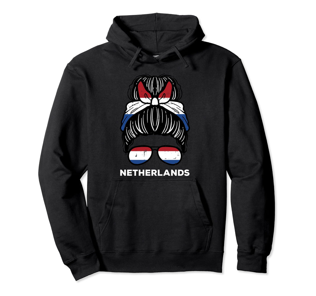 Netherlands Flag Hairbun Football Soccer Hoodie - Minimalist Print Unisex