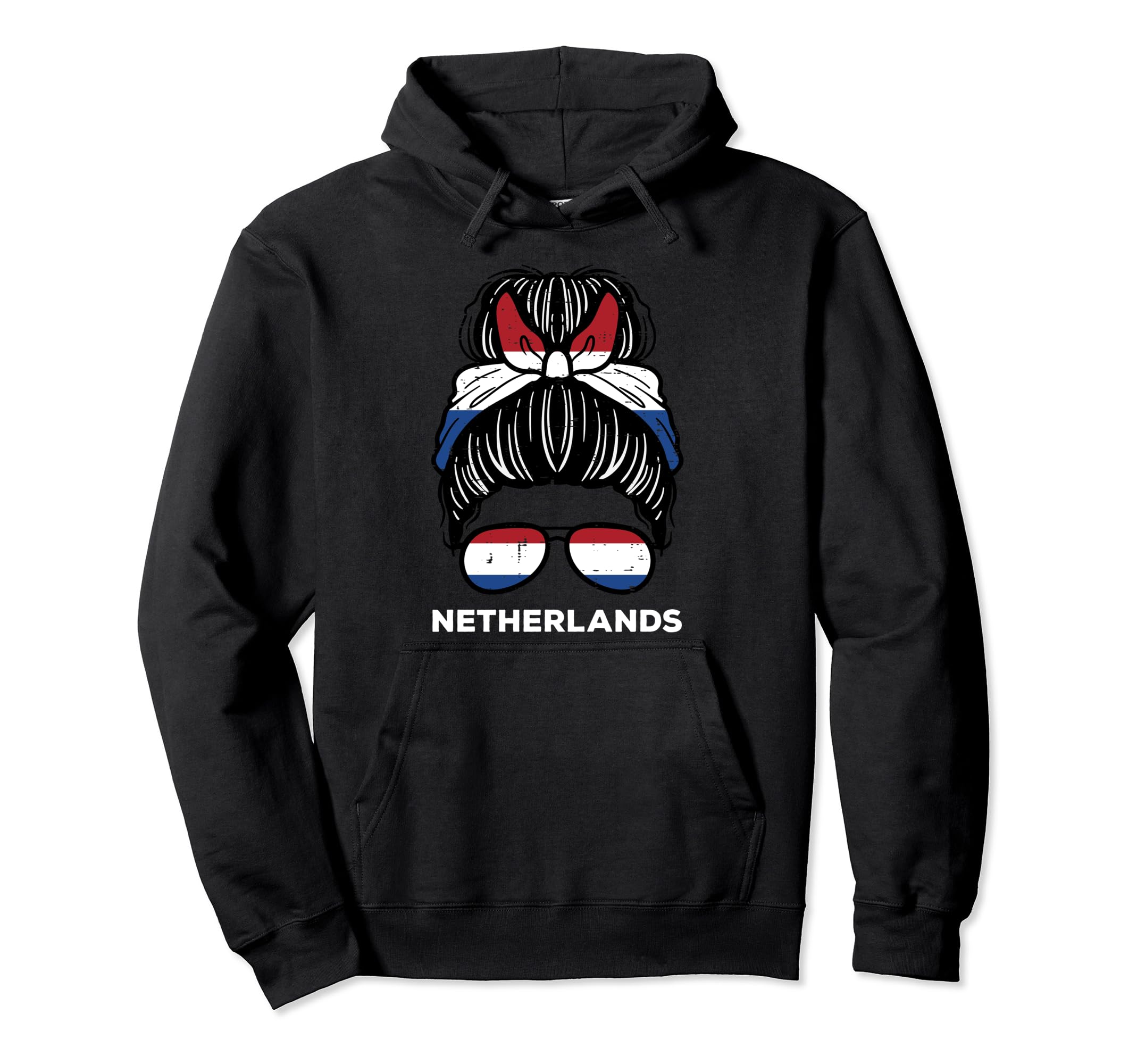 Netherlands Flag Hairbun Football Soccer Hoodie - Minimalist Print Unisex