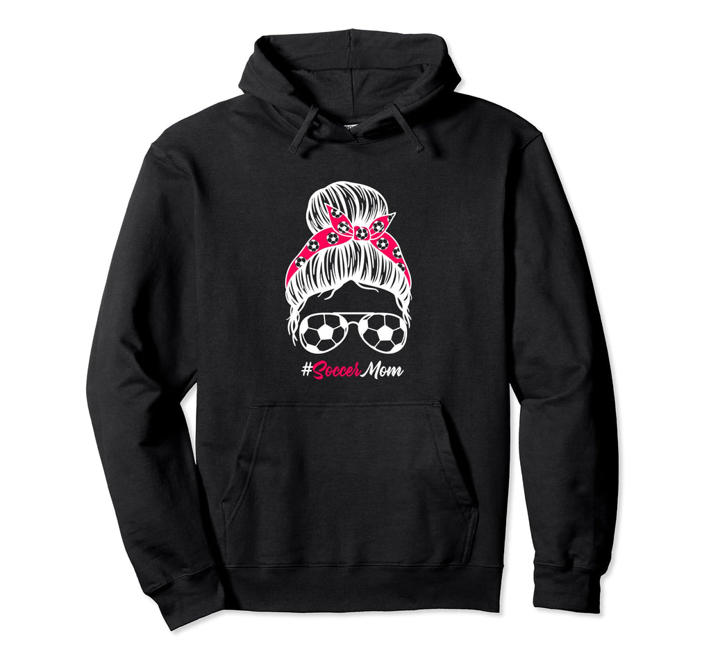 Soccer Mom Messy Bun Hair Soccer Football Hoodie - Graphic Print Unisex