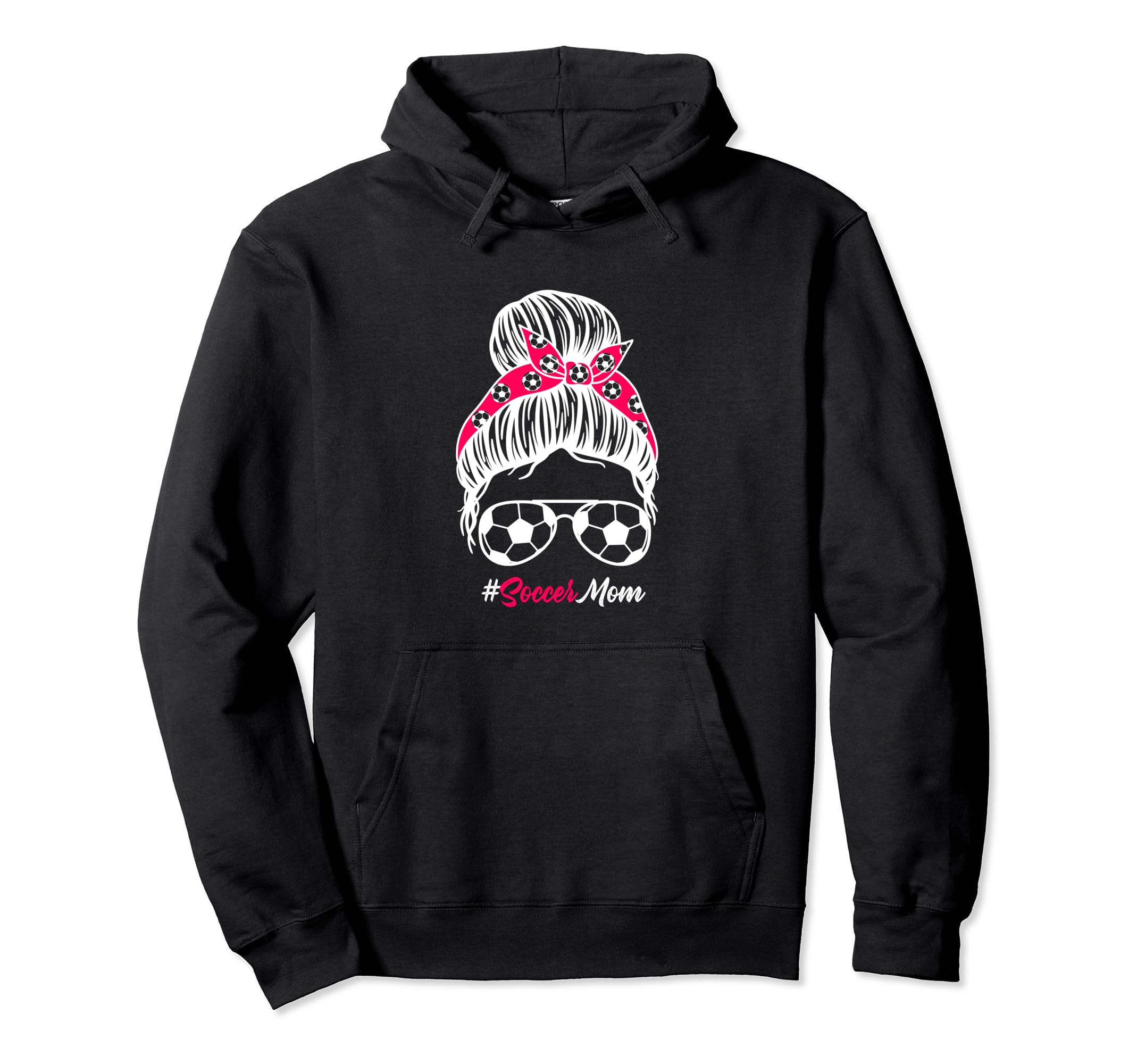 Soccer Mom Messy Bun Hair Soccer Football Hoodie - Graphic Print Unisex