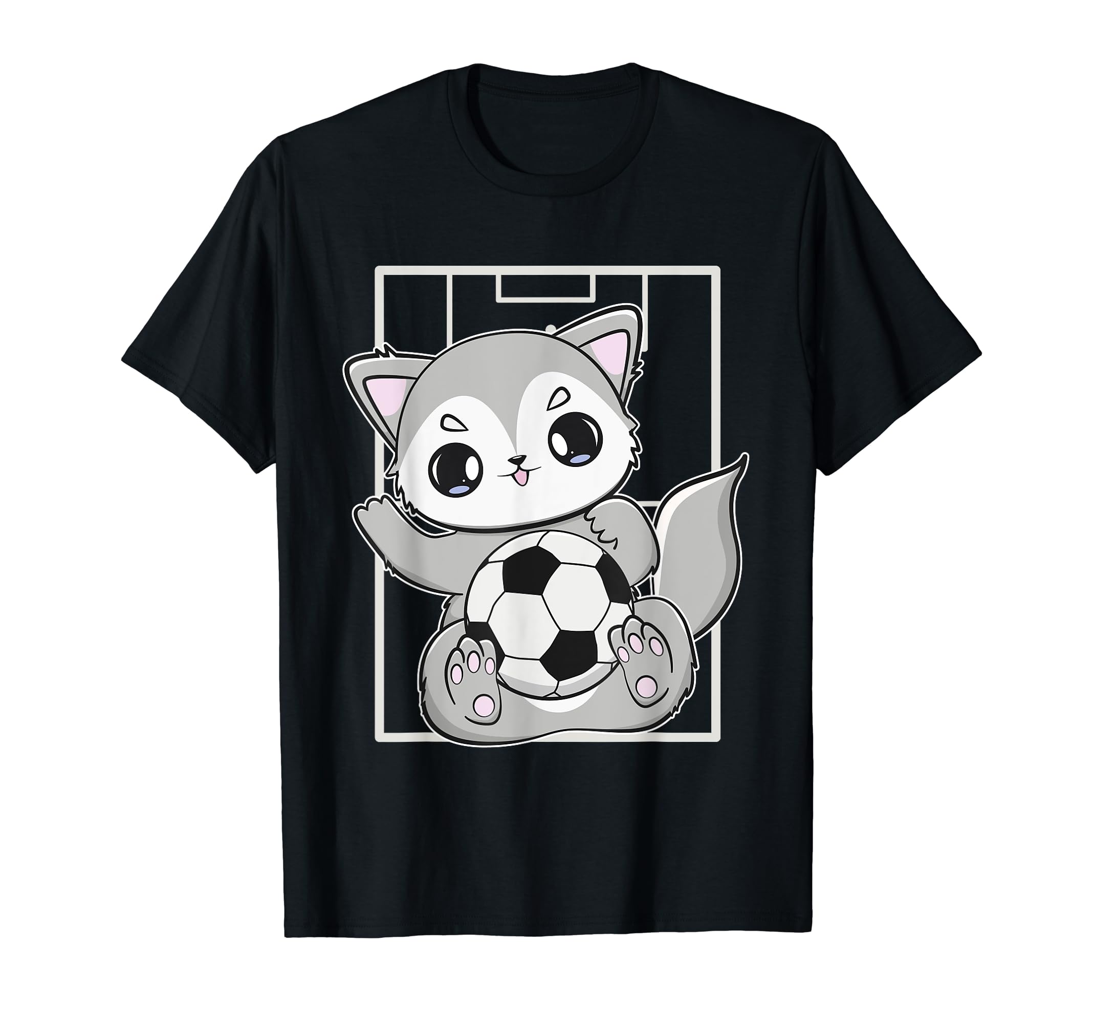 Wolf Soccer Plays Football Team T-Shirt - Casual Everyday Wear Men Women