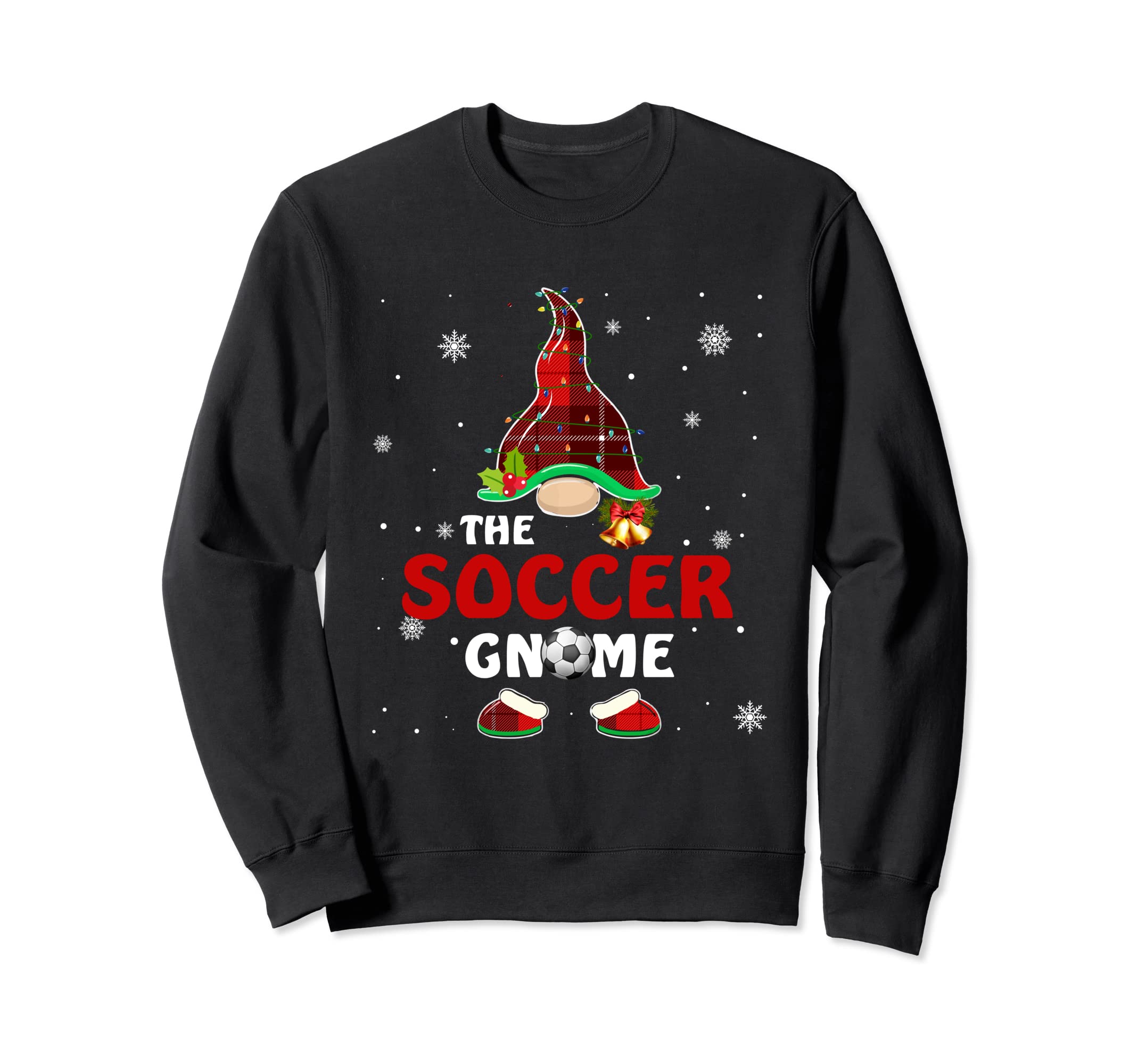 Soccer Gnome Buffalo Plaid Funny Family Sweatshirt - Trendy Graphic Unisex