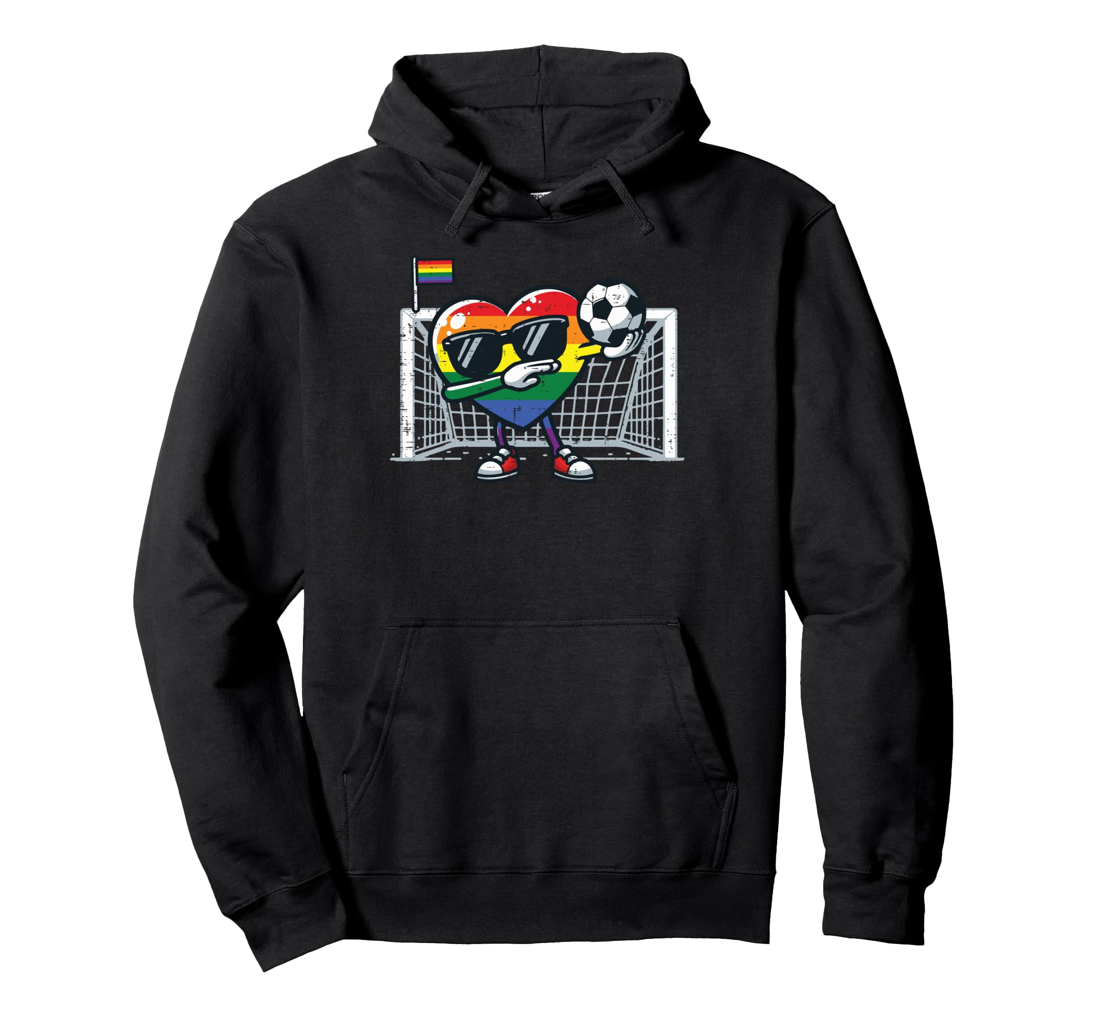 Gay Pride Heart Soccer Lgbtq Ally Rainbow Hoodie - Minimalist Print Unisex