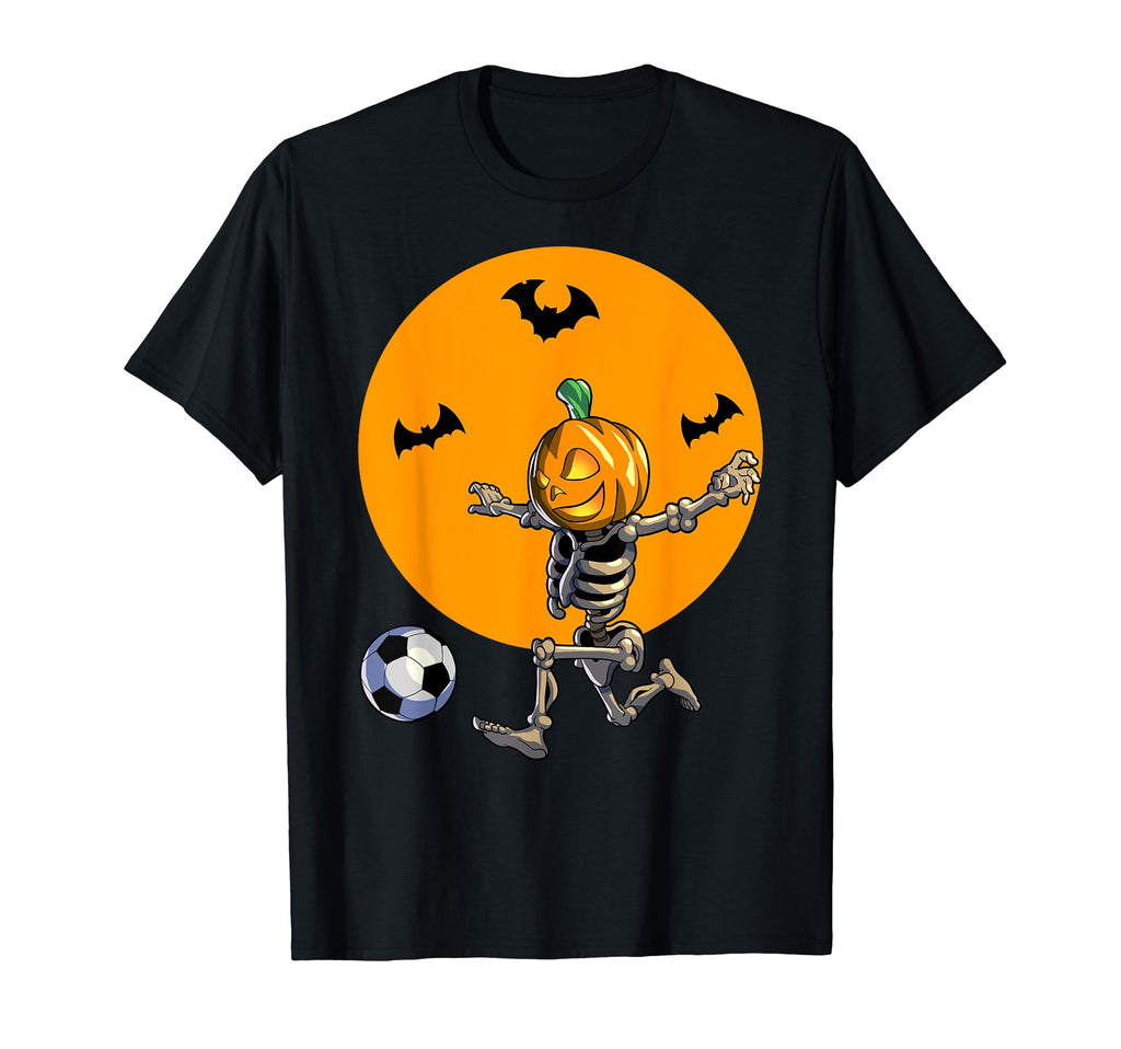 Soccer Skeleton Halloween Soccer T-Shirt - Trendy Graphic Men Women