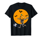 Soccer Skeleton Halloween Soccer T-Shirt - Trendy Graphic Men Women