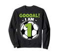1 Year Old Birthday Soccer Themed Sweatshirt - Custom Art Print for Adults
