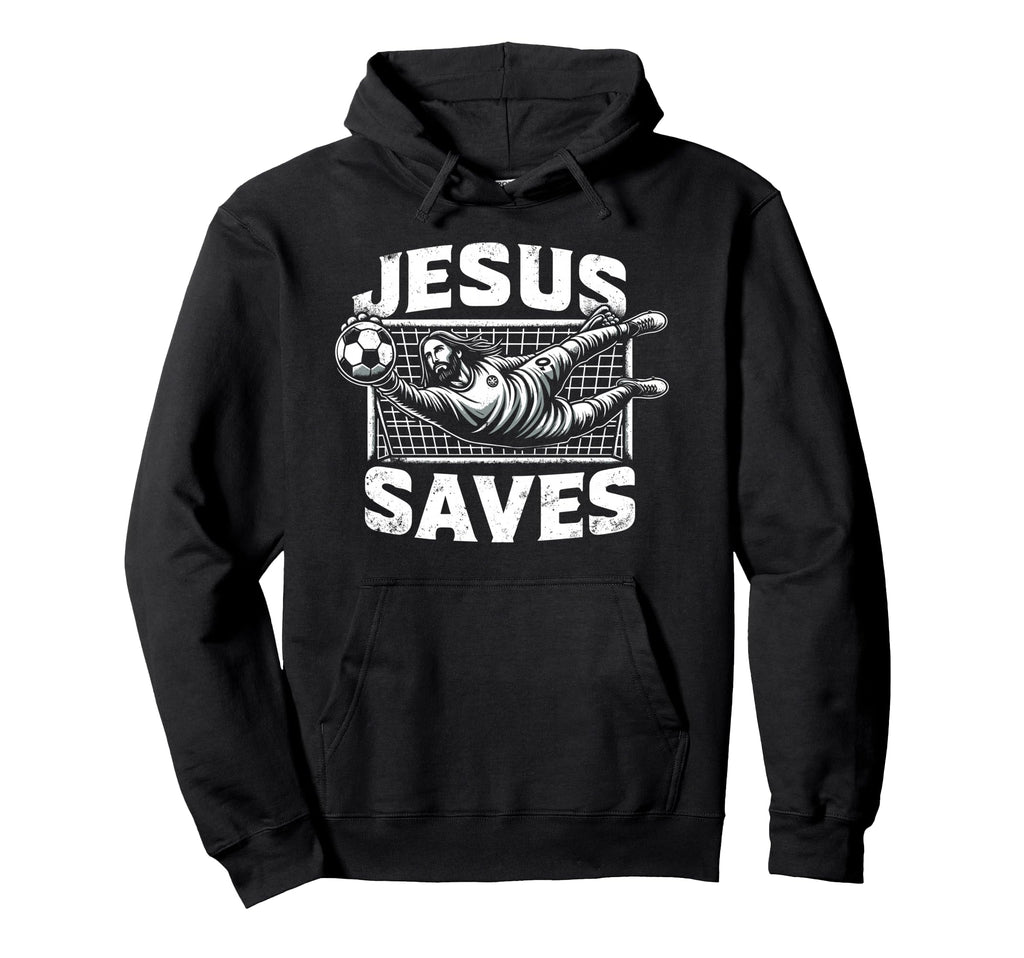 Jesus Saves Soccer Goalie Hoodie - Minimalist Print Unisex