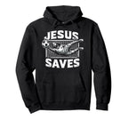 Jesus Saves Soccer Goalie Hoodie - Minimalist Print Unisex