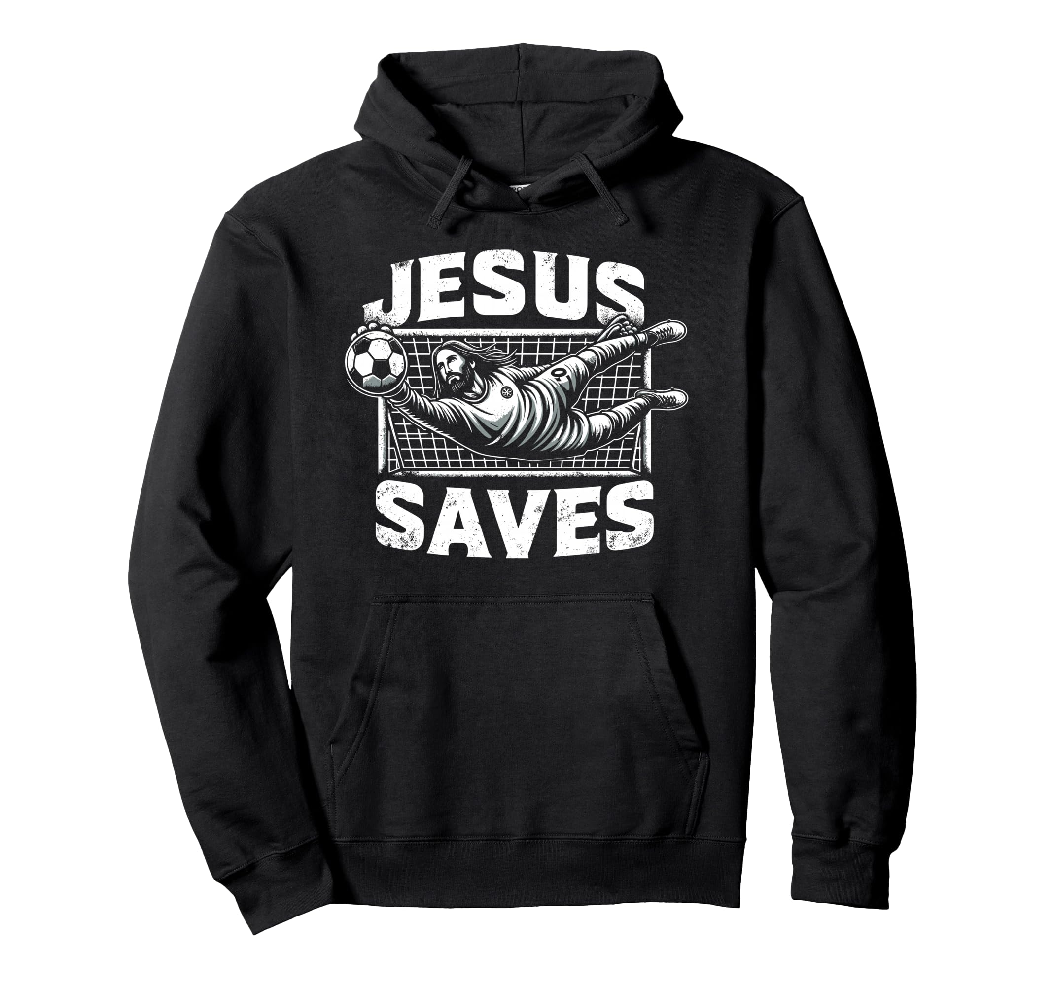 Jesus Saves Soccer Goalie Hoodie - Minimalist Print Unisex