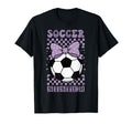 Soccer Sister Ball Purple Coquette Bow T-Shirt - Graphic Print for Adults