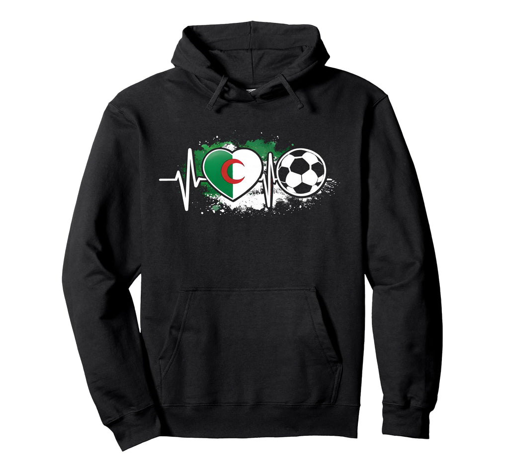 Algerian Soccer Heartbeat Flag Football Hoodie - Novelty Apparel Unisex