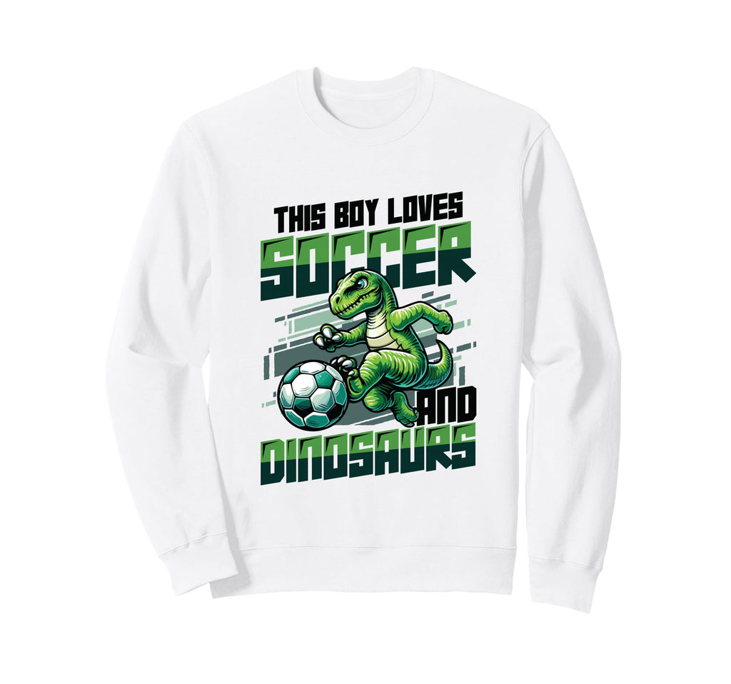 This Loves Soccer And Dinosaurs Sweatshirt - Trendy Graphic for Adults