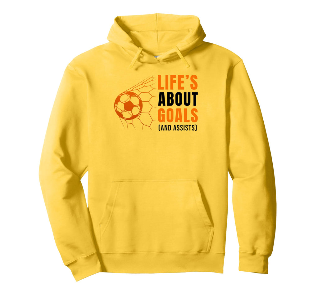 Lifes About Goals Soccer Football Sports Hoodie - Trendy Graphic Unisex