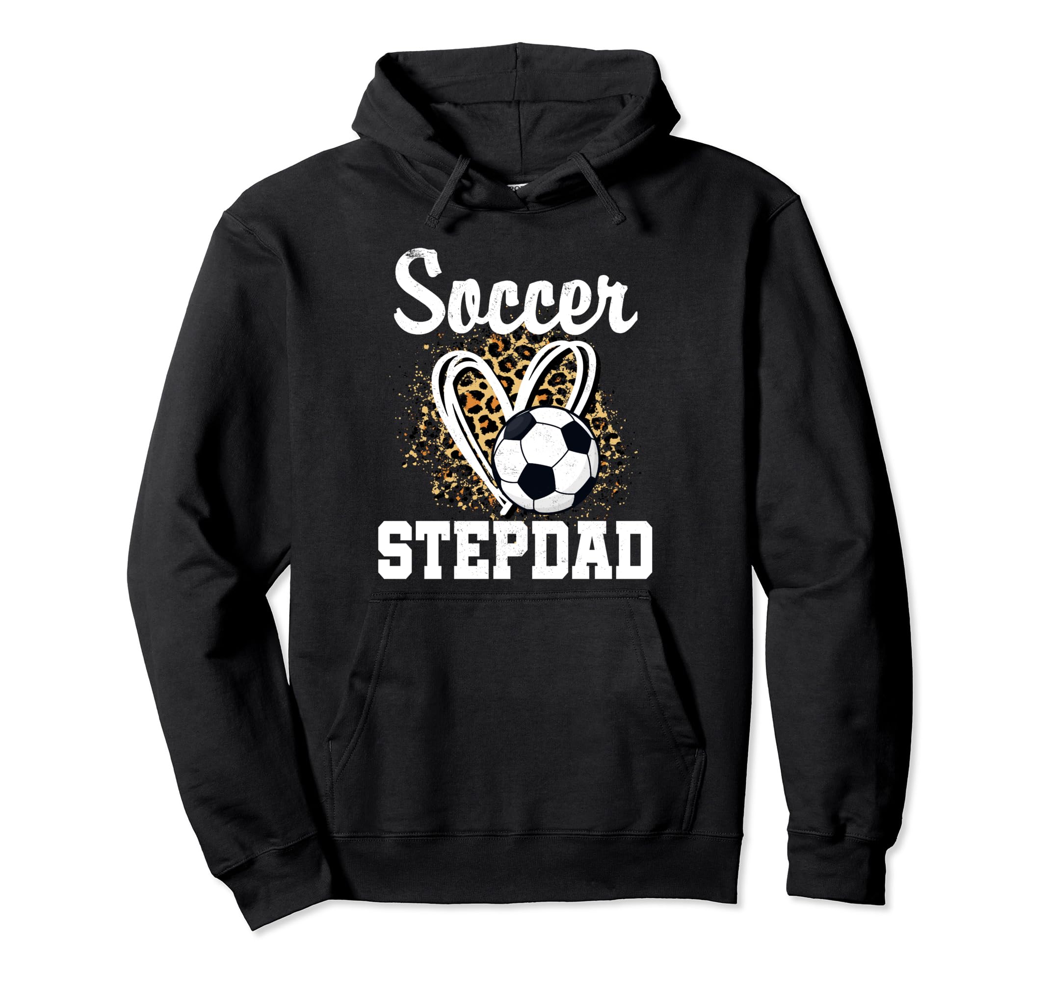 Soccer Stepdad Leopard Heart Hoodie - Casual Everyday Wear Men Women