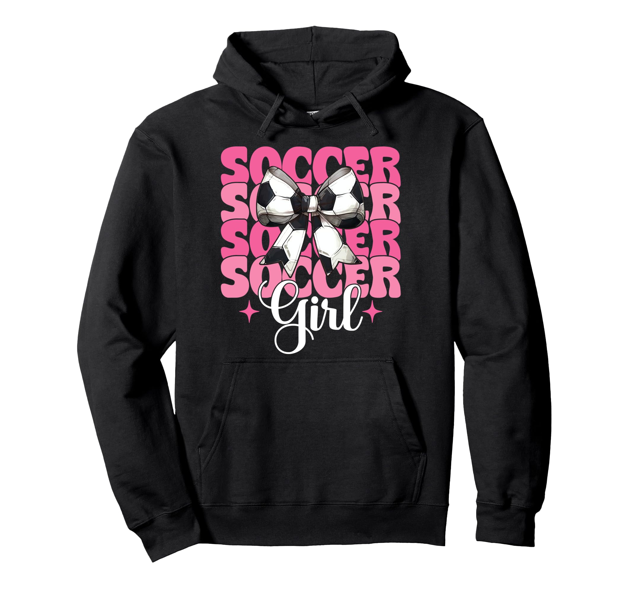 Womens Coquette Bow Ribbon Soccer Player Hoodie - Trendy Graphic Unisex