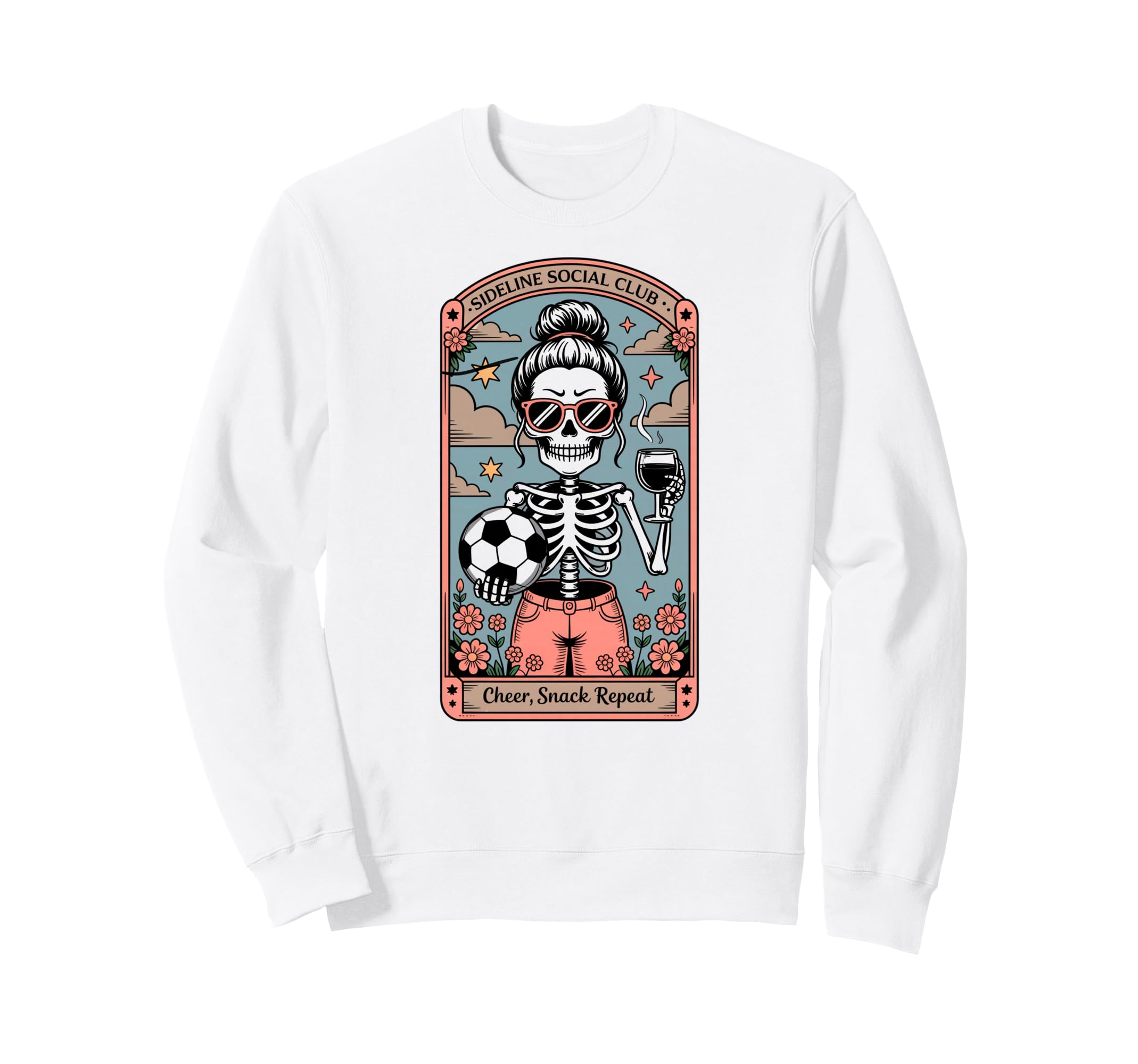 Sideline Social Club Skeleton Soccer Sweatshirt - Graphic Print for Adults