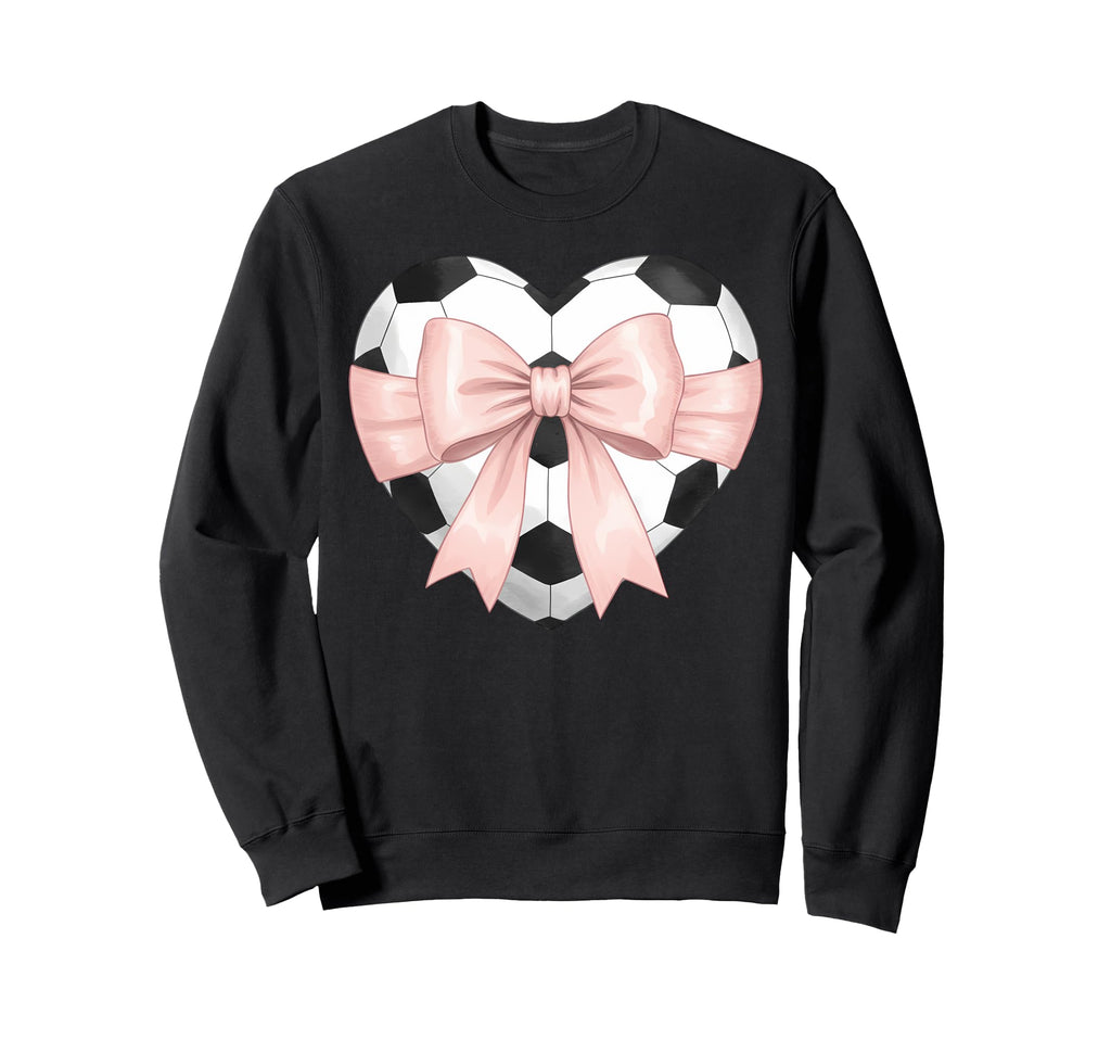 Coquette Soccer Heart Bow Football Sweatshirt - Unique Graphic Men Women