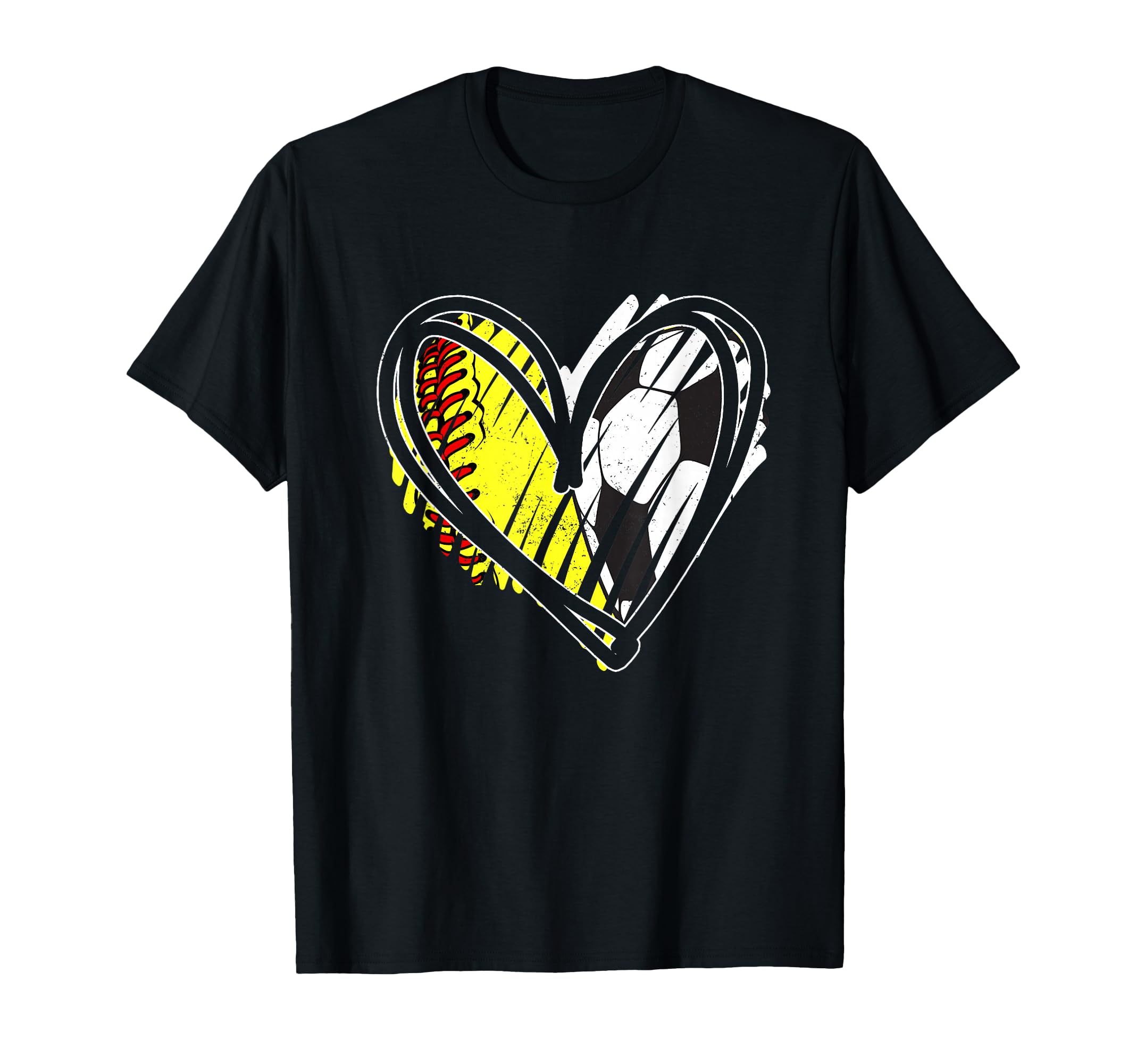 Softball Soccer Ball Heart Love T-Shirt - Unique Graphic Unisex