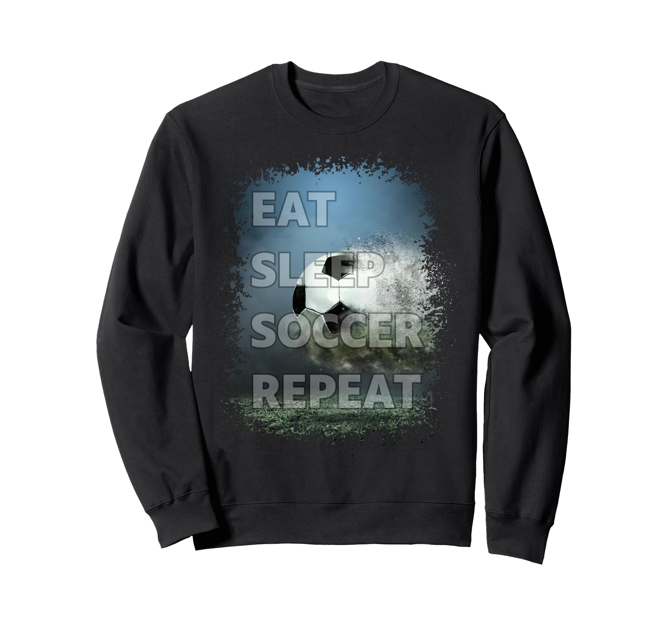 Eat Sleep Soccer Repeat Photo Sweatshirt - Unique Graphic for Adults