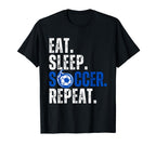 Soccer Lover Themed Tees Eat T-Shirt - Casual Everyday Wear Men Women