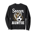 Soccer Auntie Leopard Heart Matching Sweatshirt - Unique Graphic Unisex