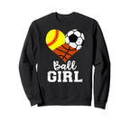 Ball Funny Softball Soccer Sweatshirt - Unique Graphic for Adults