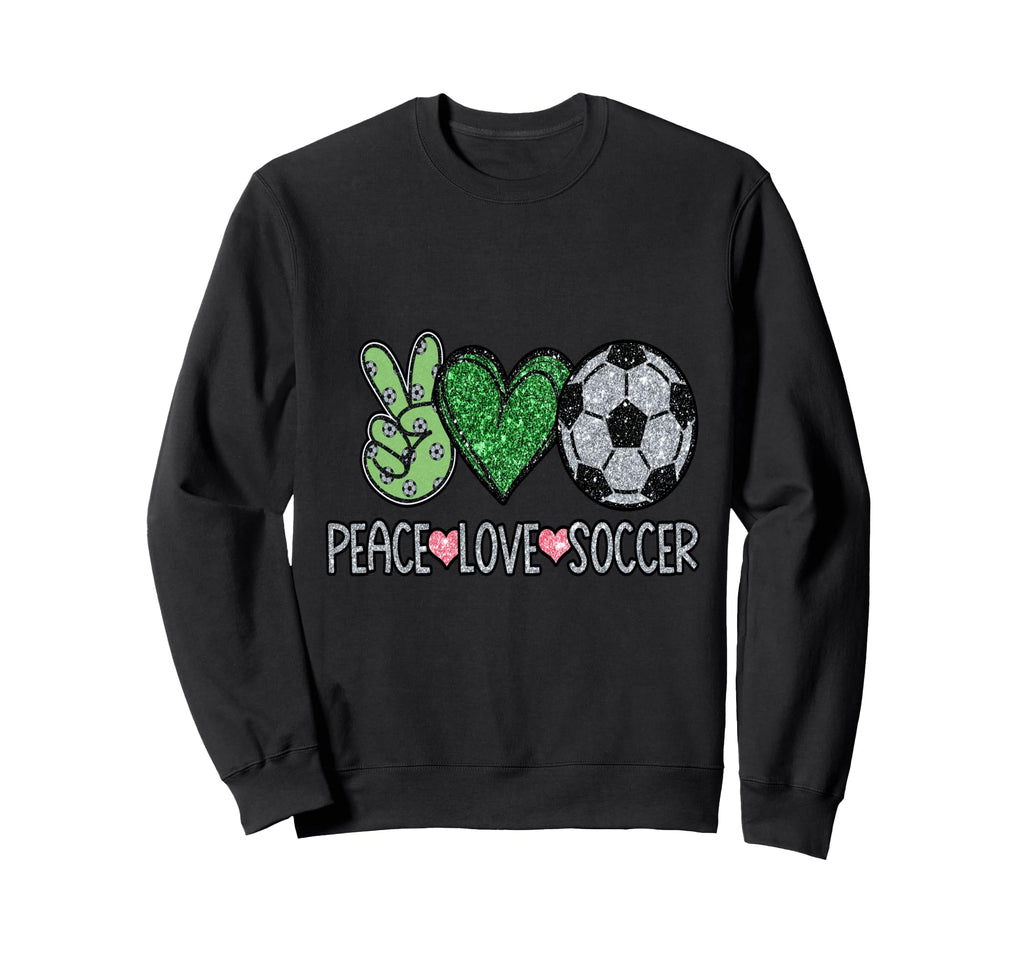 Peace Sign Love Soccer Ball Fan Soccer Sweatshirt - Novelty Apparel Unisex
