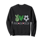 Peace Sign Love Soccer Ball Fan Soccer Sweatshirt - Novelty Apparel Unisex
