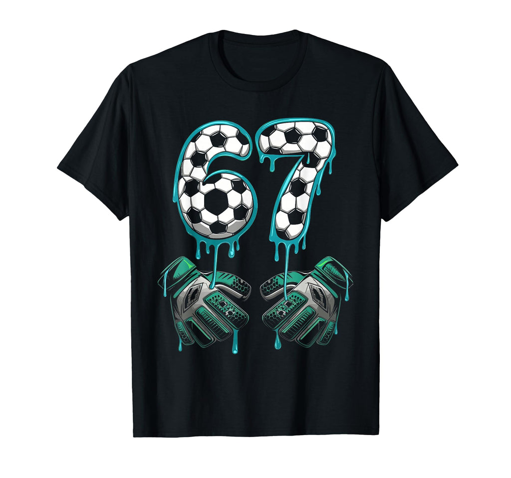 Soccer Goalie 67 Number Gloves Splash T-Shirt - Minimalist Print Men Women