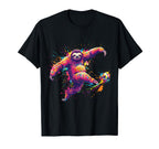 Soccer Player Sloth Art Paint Splatter T-Shirt - Graphic Print Unisex