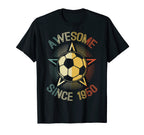 Awesome Since 1950 Soccer Birthday Team T-Shirt - Aesthetic Graphic Unisex