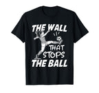 Funny Soccer Defense Wall That Stops T-Shirt - Novelty Apparel for Adults