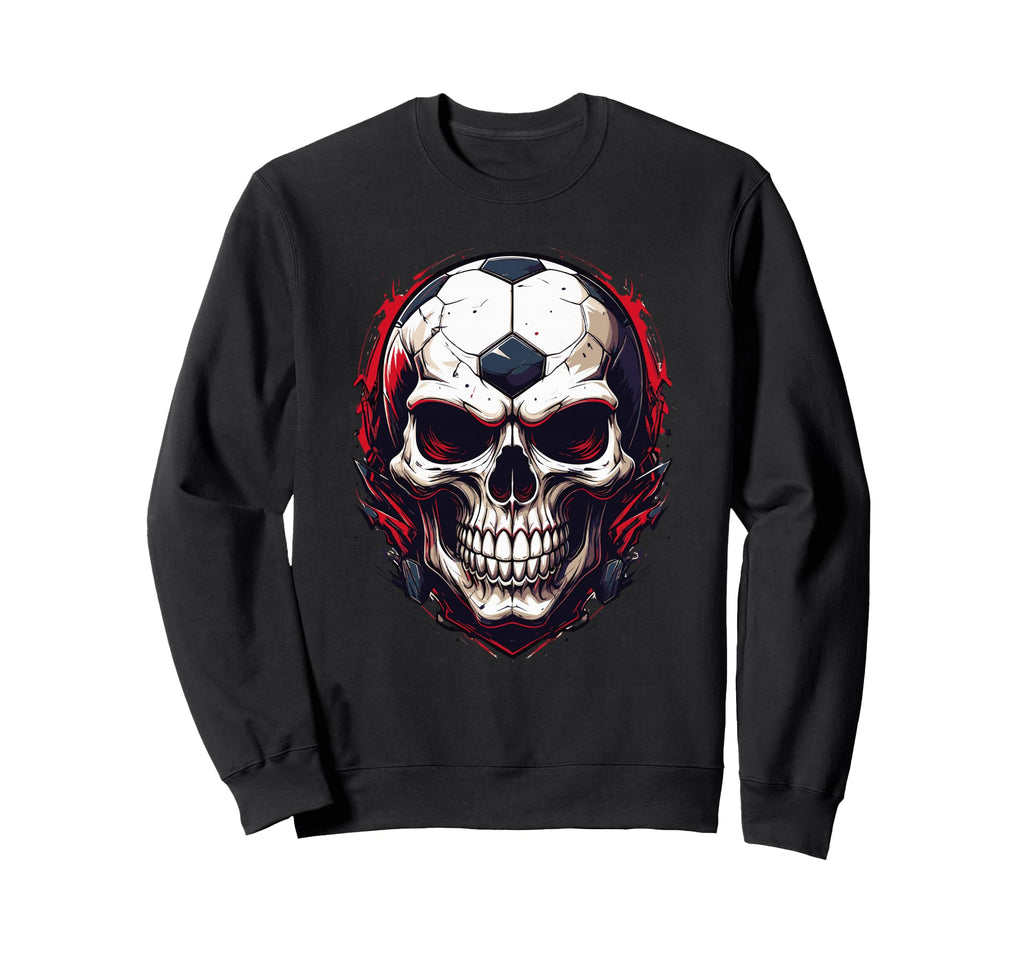 Football Skull Dark Soccer Vibes Sweatshirt - Graphic Print for Adults