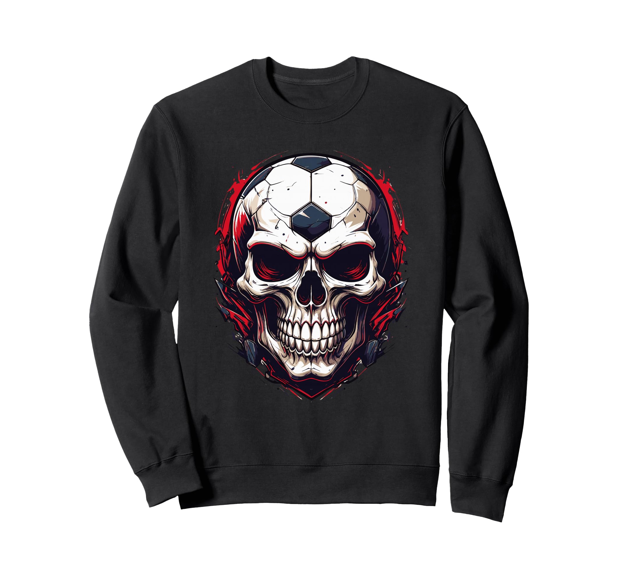 Football Skull Dark Soccer Vibes Sweatshirt - Graphic Print for Adults