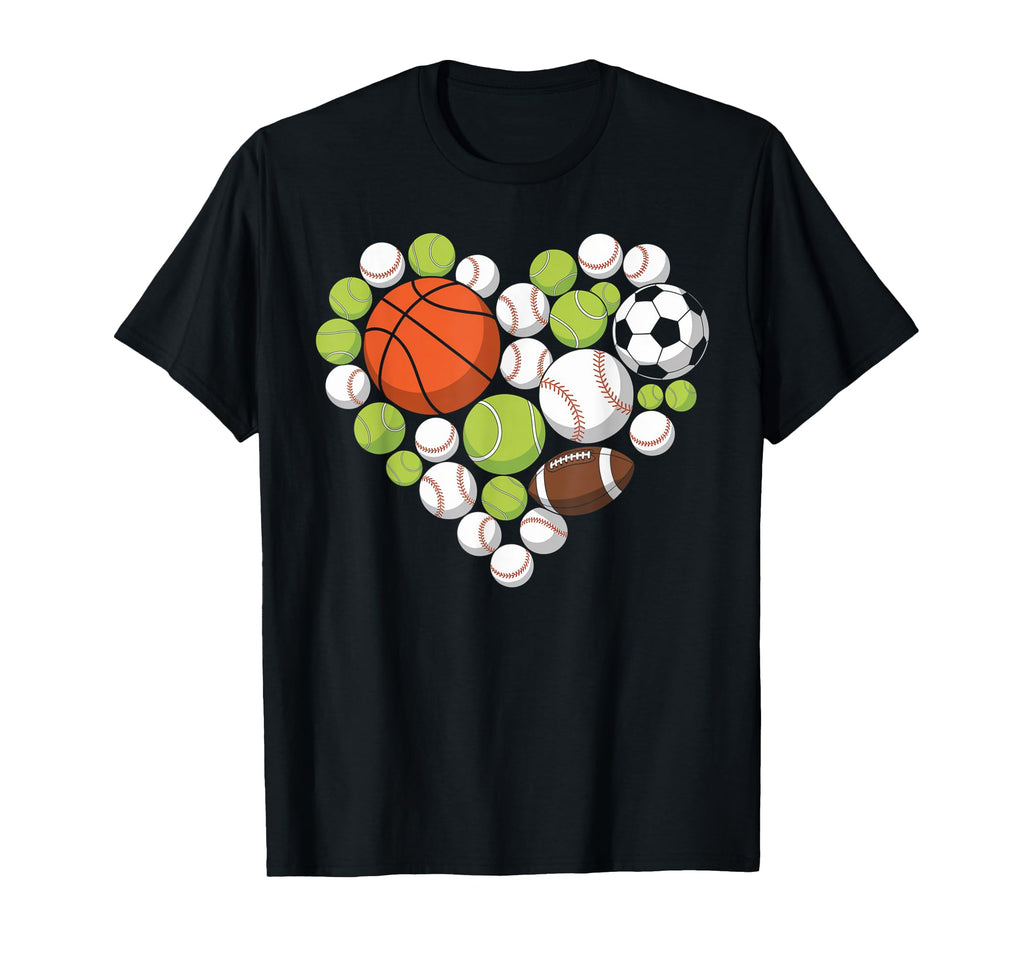 I Love Sports Basketball Football T-Shirt - Trendy Graphic Men Women