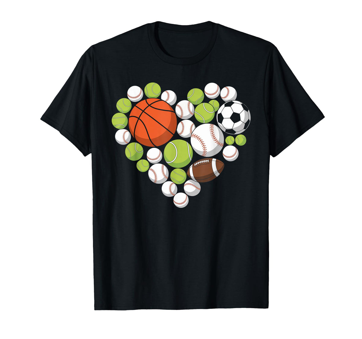 I Love Sports Basketball Football T-Shirt - Trendy Graphic Men Women