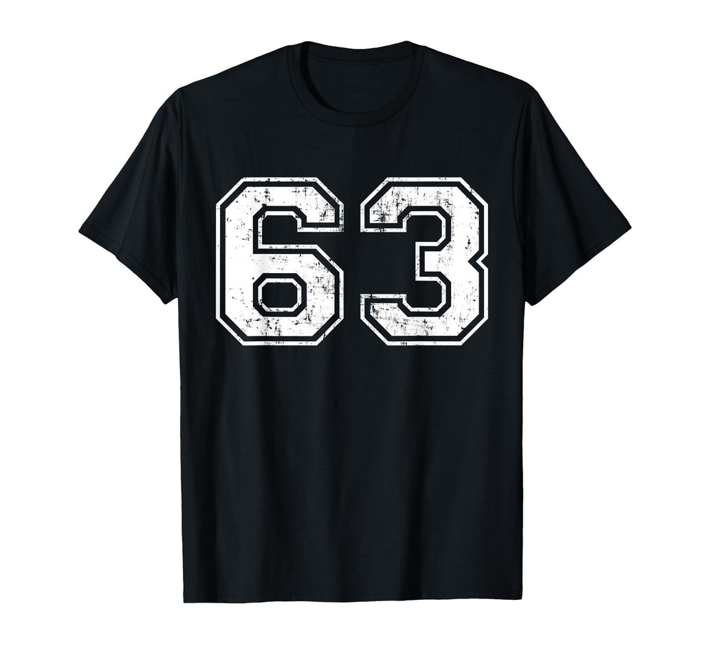 Number 63 Distressed Sixty Three Sport T-Shirt - Graphic Print Men Women