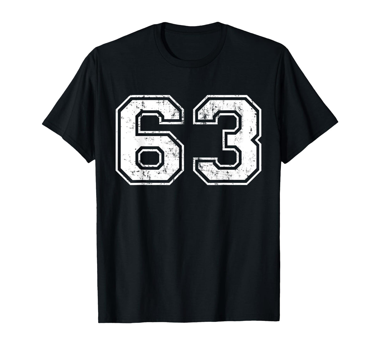 Number 63 Distressed Sixty Three Sport T-Shirt - Graphic Print Men Women