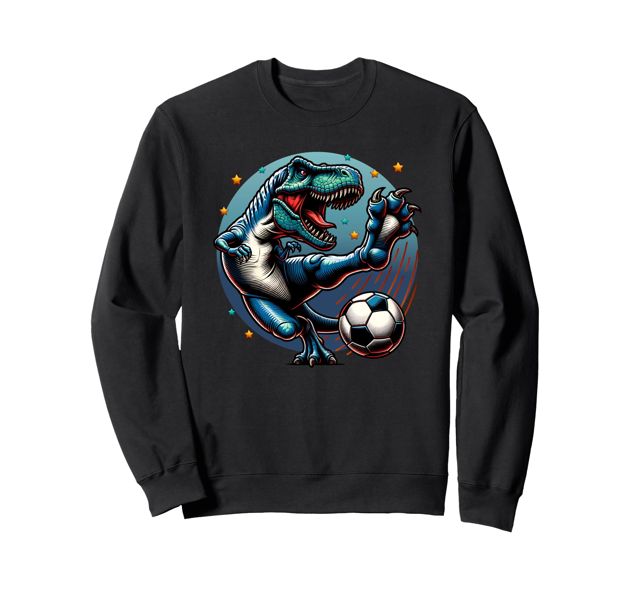 T Rex Dinosaur Playing Soccer Sweatshirt - Casual Everyday Wear Men Women