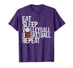 Eat Sleep Volleyball Basketball Repeat T-Shirt - Graphic Print for Adults