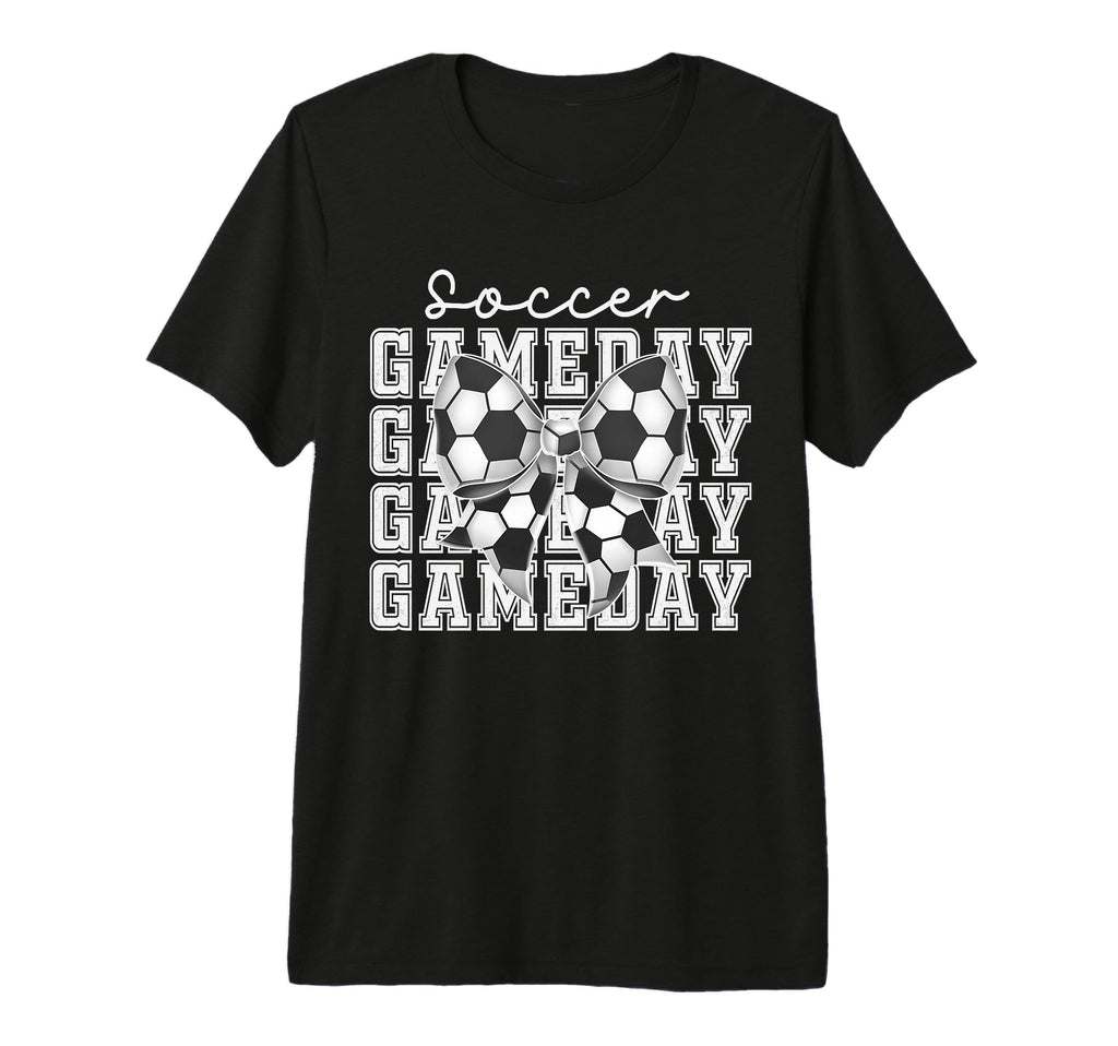 Soccer Game Day Coquette Bow Funny Soccer T-Shirt - Novelty Apparel Unisex