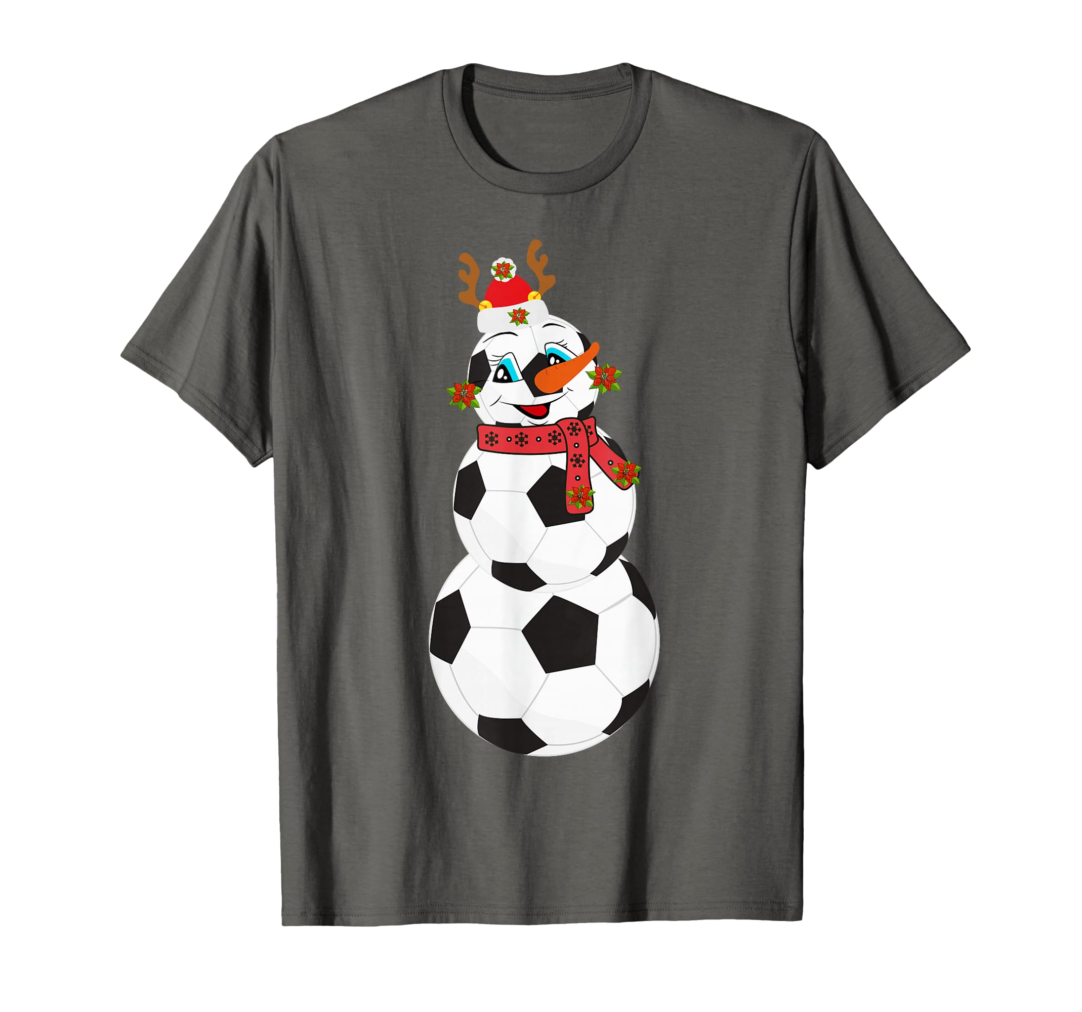 Soccer Balls Snowman Winter Sports Team T-Shirt - Unique Graphic Men Women